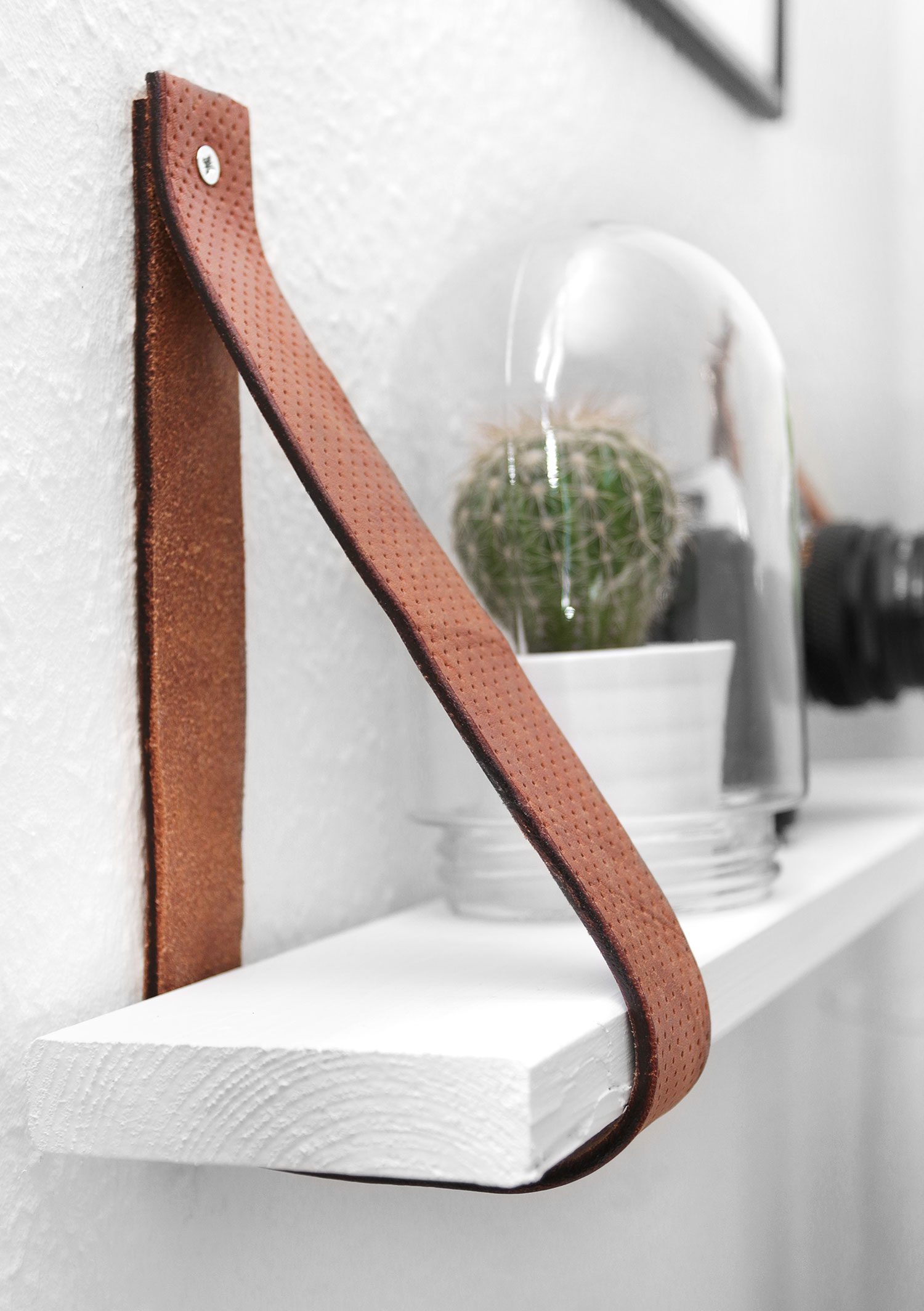 DIY leather Belt Shelf by Katarina Natalie