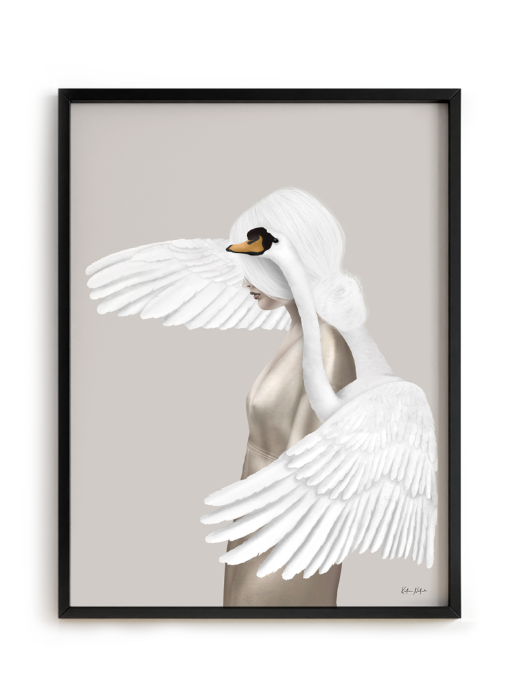 Digitalt - White Swan - Maleri af Katarina Natalie